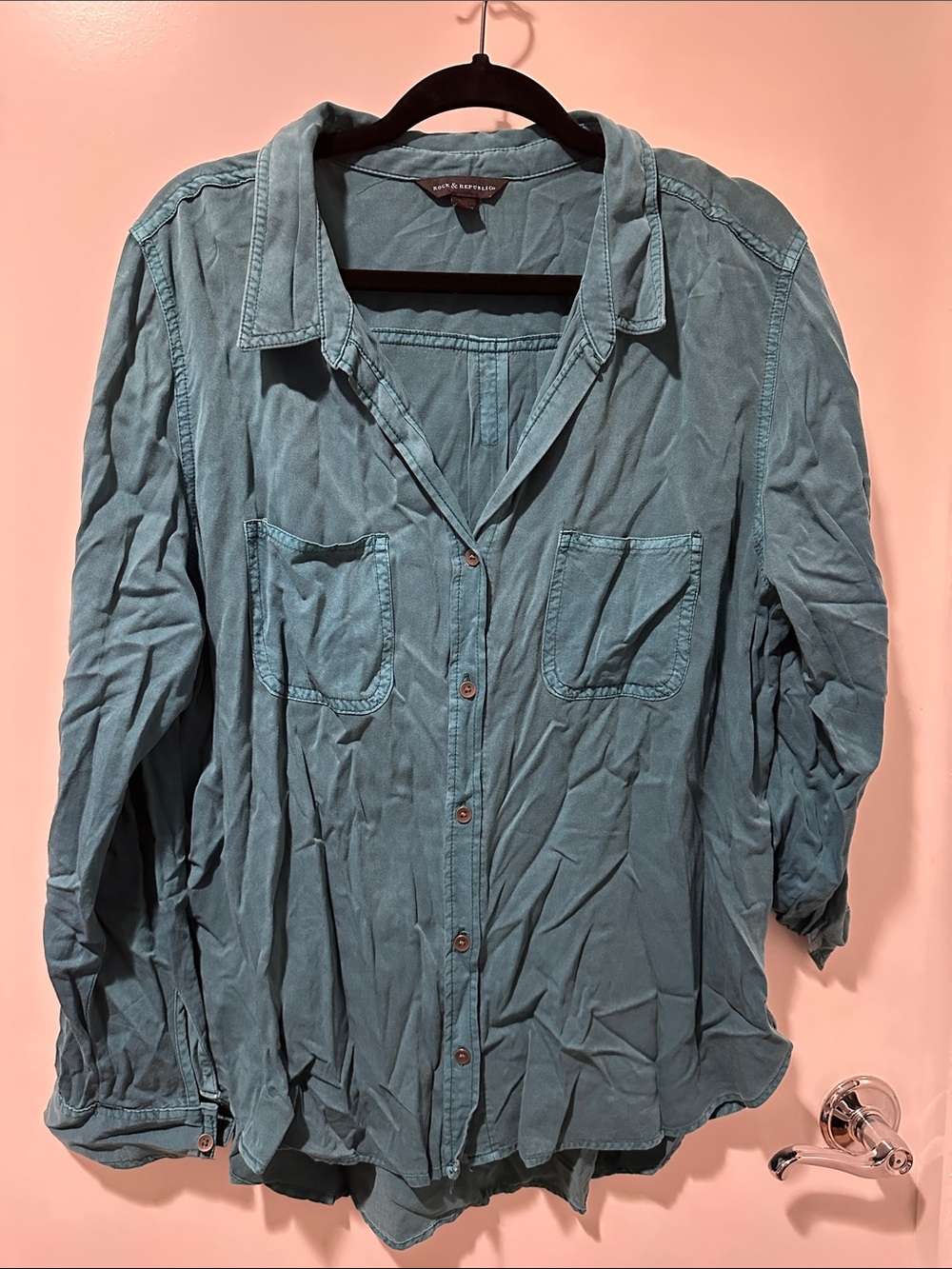 Rock & Republic Teal Button-Down Shirt